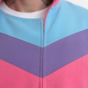 High Quality 500 Grams Men Tracksuit Set Retro Windbreaker <b>Jacket</b> and Pants Hot Pink Purple Sky Blue Color Block <b>Shell</b> <b>Suit</b> Cost - Product Image 4