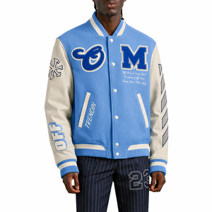 Factory Price Custom Women's 100% <b>Wool</b> Chenille Embroidery Letterman Baseball Varsity Cropped Jacket Streetwear Style - Product Image 5