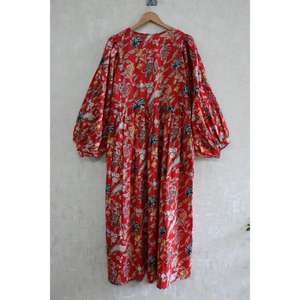 Vestido de Algodón con Estampado de Bloques para Mujer, Vestido Boho Hecho a Mano para Verano, Ropa Casual Ligera y Transpirable de Tela Natural - Product Image 5