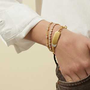 Engravable ID Nameplate <b>Bracelet</b> Pave Cluster Paperclip Chain Link Wear Wholesale 14K 18K Gold 925 <b>Silver</b> Unisex Statement Fine - Product Image 4