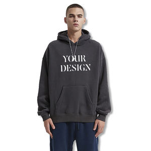 Custom Front Embroidered Regular Fit Lined Casual Cotton Polyester Spandex Wool <b>Hoodie</b> Pullover for <b>Men</b> Spring - Product Image 2