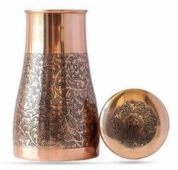 Bouteille d'eau en cuivre pur gravée sur mesure avec gobelet en cuivre, ensemble de vaisselle ayurvédique fait main pour la maison, le bureau et les voyages - Product Image 1