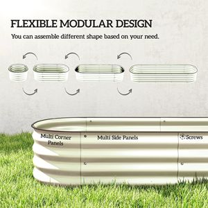 6.4FT X 2FT X 1FT Galvanized Classic Square Raised Garden Bed Kit Metal <b>Planter</b> <b>Box</b> with Cream Safety Edging and Pots - Product Image 4