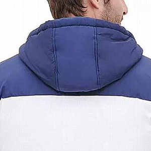 Men's Color Block <b>Quilted</b> Jacket With Detachable Hood Zipper Closure <b>Winter</b> Thick Casual Plus Size Outerwear Manufacturer ODM - Product Image 5