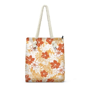 Bolso de Mano para Mujer con Estampado de Hibisco Polinesio, Impresión Bajo Demanda, Bolso de Compras para Vacaciones, Bolso Tote Casual Elegante con Asas de Cuerda para Chicas - Product Image 1
