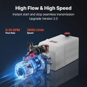 Centralina Idraulica da 6 Quarti a Doppio Effetto per Rimorchio Ribaltabile con Pressione Massima di Scarico di 3200 PSI, Portata di 0,91 GPM, 12V DC - Product Image 5