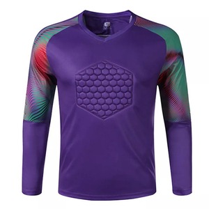 เสื้อผู้รักษาประตูฟุตบอลแขนยาวสีม่วงสำหรับผู้ชาย คอวี พิมพ์ลายเรขาคณิต บุฟองน้ำ ระบายอากาศได้ดี ซับเหงื่อ ทรงสปอร์ต - Product Image 3