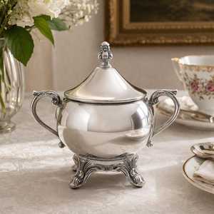 Sucrier vintage en argent plaqué avec couvercle F.B. Rogers 1883, sucrier antique avec poignées, service à thé classique - Product Image 4