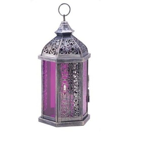 Classic Stylish Metal & Glass Cylindrical shape Lyhty Decor <b>Lantern</b> made of durable metal for indoor & outdoor in <b>Silver</b> Finish - Product Image 1
