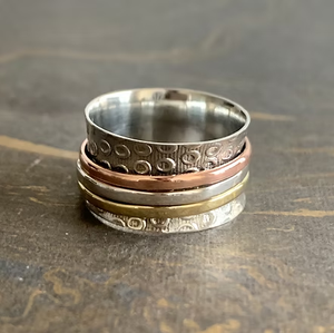 925 Sterling Silver Rotating Band <b>Ring</b> Multi Tone Customized Design Jewelry Wholesale Supplier - Product Image 4