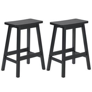 2 sgabelli da bar moderni neri con seduta in legno di pino e struttura in metallo di alta qualità per cucina e bar domestico - Product Image 3
