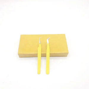 Pinzas amarillas Pinzas para pestañas de etiqueta privada Impresión personalizada sostenible Acero inoxidable personalizado - Product Image 2
