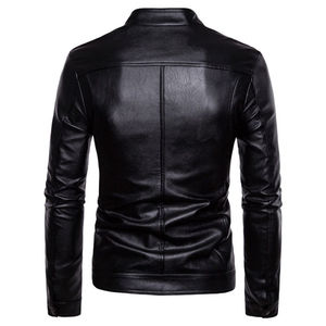 Custom <b>Men's</b> Genuine Leather <b>Jacket</b> Black Motorcycle Leather <b>Jacket</b> Manufacturers For <b>Men</b> - Product Image 3
