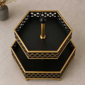 Two Tier Eco-Friendly Stainless Steel Tray Stand Black Gold Luxury Serving Dessert Stand Kitchen Counter Organizer Decorative - Product Image 5