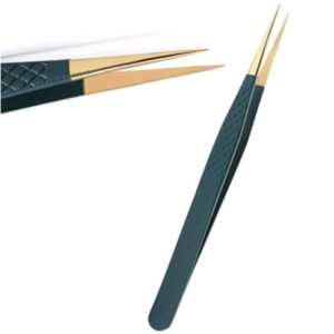 Ensemble de pinces à cils professionnelles en acier inoxydable, étiquette privée personnalisée avec étui noir et doré pour extensions de cils - Product Image 1