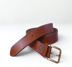 Cinturón de Estilo Genuino con Correa Marrón Claro, Hebilla de Metal, Cinturón Informal para Usar con Jeans, Diseño Clásico, Ajustable, Accesorio Unisex - Product Image 1