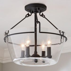 โคมไฟแขวนกลางแจ้งทรงกลมทันสมัยพร้อมกรอบกระจกและโลหะ โคมไฟเพดานสำหรับสวน - Product Image 3