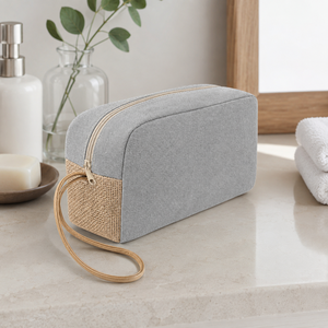 Trousse de Toilette en Jute Laminé Coton Recyclé 225 GSM avec Fermeture Éclair, Pochette à Maquillage, Poignée de Poignet, Logo Personnalisé, Vente en Gros, Fabricant OEM ODM - Product Image 6