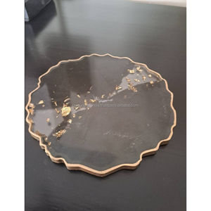 Posavasos negros con purpurina de resina Premium con límites irregulares | Vasos elegante decoración de mesa artesanía de resina artística - Product Image 2