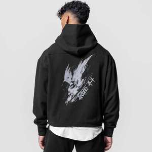 2025 Customize Premium Logo French Terry Embroidery Plain Cropped Cotton <b>Pullover</b> Breathable Full Zip up Hoodie <b>for</b> <b>Men</b> - Product Image 2
