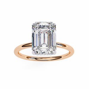 แหวนเพชรทรงเอเมอรัลด์ 2.5 กะรัต เพชรเลี้ยงในห้องปฏิบัติการ ทองคำแท้ 14K แหวนแบบคลาสสิกประดับเพชรรอบวง สำหรับหมั้น แต่งงาน ครบรอบ พร้อมวงแหวนซ่อนแบบฮาโล - Product Image 3