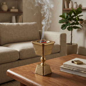Elegante Juego de Quemadores de Incienso de Metal Dorado y Plateado, Difusor de Fragancia de Metal Hueco con Base de Madera y Tapa Tallada, Decoración para el Hogar y Aromaterapia - Product Image 6