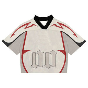 เสื้อเจอร์ซีย์อเมริกันฟุตบอลทีมชาติแบบตาข่าย คอวี ระบายอากาศได้ดี แขนสั้น ยูนิเซ็กซ์ สีขาว แดง ดำ พิมพ์หมายเลข 00 - Product Image 2