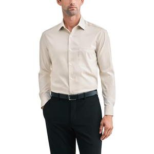 Chemise habillée pour homme, coupe classique, ultra-anti-plis, col extensible, boutonnée, unie, pour le bureau - Product Image 5