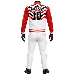 Conjunto de Chaqueta y Pantalones de Béisbol Rojos y Blancos, Camisa de Manga Larga con Botones y Pantalones a Juego, Uniforme Ligero para Adultos - Product Image 2