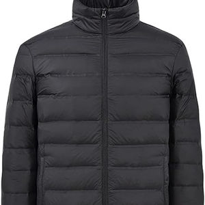 Vestes d'hiver en duvet noir uni avec logo personnalisé, manteau pour homme, veste matelassée, streetwear, veste matelassée légère en duvet - Product Image 3