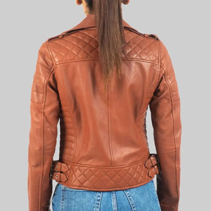 Veste en cuir décontractée pour femme, style cuir, texture douce, design léger, fermeture éclair, coupe confortable, usage quotidien, OEM - Product Image 2