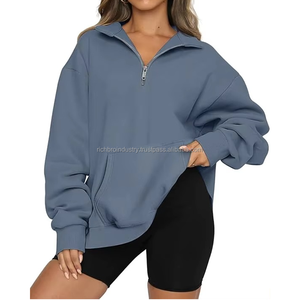 OEM personalizado de las mujeres de gran tamaño pulóver sudaderas de lana 2025 Otoño Invierno moda con capucha Drop-shoulder sudaderas con capucha insignia Streetwear - Product Image 6
