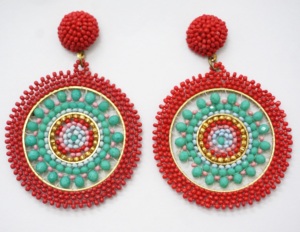 Pendientes de Aro de Moda Étnica con Cuentas de Vidrio en Forma de Diseño, Bañados en Rodio, Hechos a Mano, para Mujer y Niña, Colores de Tendencia 2026, Novedades, Aniversario - Product Image 2