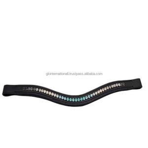 Banda ecuestre de cuero genuino para cejas de caballo, cadena de cristal negra de alta calidad - Product Image 2