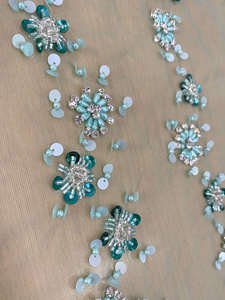 Tela de Encaje con Lentejuelas Doradas de Primera Calidad al por Mayor, Tul con Bordado Pesado para Vestidos de Celebridades y Vestidos de Novia - Product Image 4