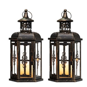 Vintage <b>Black</b> Metal <b>Candle</b> <b>Lantern</b> Decorative Moroccan Dome Top Glass Hanging <b>Lantern</b> for Wedding Table Decor - Product Image 3