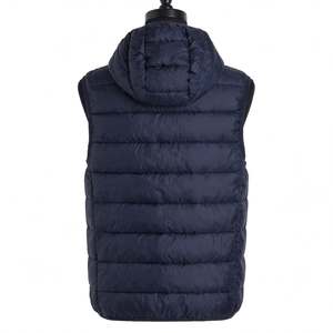 Chaqueta sin mangas para hombre, de invierno, transpirable, ecológica, reversible, con capucha, ligera, con cremallera completa, informal, color azul marino - Product Image 4