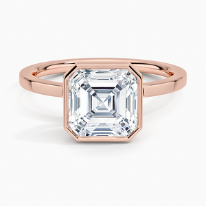Anillo de boda clásico para mujer, con diamantes de moissanita talla Asscher engastados en bisel, plata de ley 925 - Product Image 1