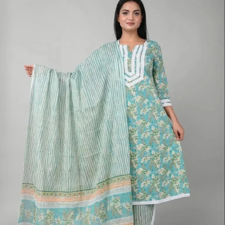 Yeni varış hint pakistan düğün kıyafeti şalvar elbise Hevy Muslin nakış hint % şalvar elbise pamuk el bloğu çiçek baskılı