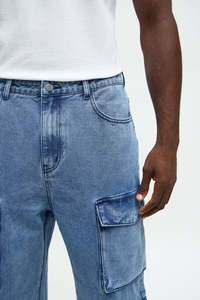 Jeans pour hommes, style streetwear, décontractés, à jambes larges, vintage, effet délavé, coupe ample, cargo, baggy - Product Image 4