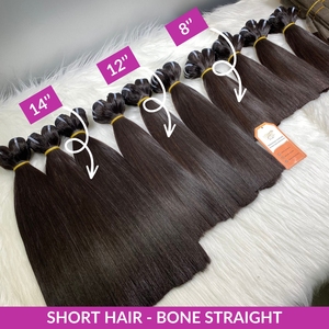 Wholesale Best Quality Weft Bone Straight <b>Hair</b> Best Quality Length 12 14 Inches Natural Black Color Ready to Ship - Product Image 4