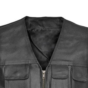 Chaleco Largo Impermeable de Cuero Genuino para Hombre, Personalizado al por Mayor, con Cremallera, Talla Grande, Estilo Motociclista, Temporada de Primavera - Product Image 6