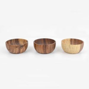 Bol rond en bois personnalisé, bol à nourriture en bois naturel pour salades, fruits, collations, desserts, petit-déjeuner, repas et décoration de table - Product Image 3
