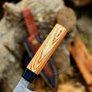 Couteau de Chef Personnalisé avec Logo, Lame Martelée en Acier Damas Cuivre, Étui en Cuir, Couteau de Chasse, Couteau de Camping, Couteau d'Extérieur - Product Image 3