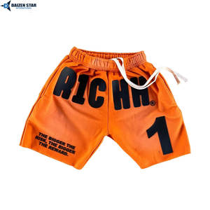 Men's Polyester/Cotton <b>Fleece</b> Mid Waist <b>Shorts</b>-Quick Dry Breathable Eco-Friendly 240g Silk Screen Front Logo Knitted Drawstring - Product Image 2