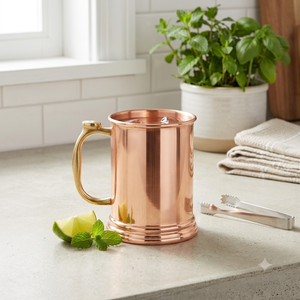 Jarra de Cobre Puro Pulido y Liso con Asa de Latón, Vaso Clásico de Cobre de Calibre Grueso para Bebidas - Product Image 3