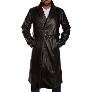 <b>Plus</b> <b>Size</b> Genuine Leather Trench Coat – Winter Windproof High Street Style Custom Embossed Design OEM ODM WholeSale - Product Image 2