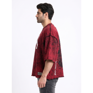 T-shirt graphique surdimensionné pour homme, délavé à l'acide, avec strass, impression en relief 380 GSM, 2XL, streetwear personnalisé, grammage lourd - Product Image 3