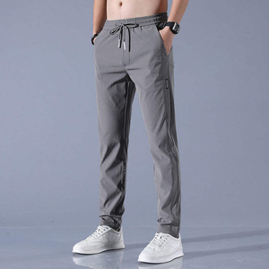 Pantalones Deportivos Casuales EMIKO INDUSTRY para Hombre, de Invierno, de Seda de Hielo, Elásticos, con Cordón, Pliegues Delanteros, Transpirables, Sueltos y Rectos - Product Image 4