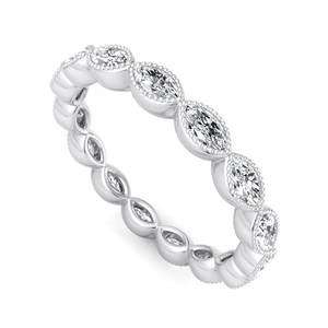 Bague d'éternité de luxe en or rose avec diamants taille marquise, sertie de milgrain <span class=keywords><strong>vintage</strong></span>, empilable, pour femme, bijoux de mode - Product Image 4